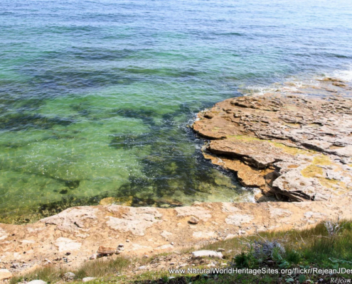 Fossil beds on the coast of Anticosti Island UNESCO world heritage site in Canada
