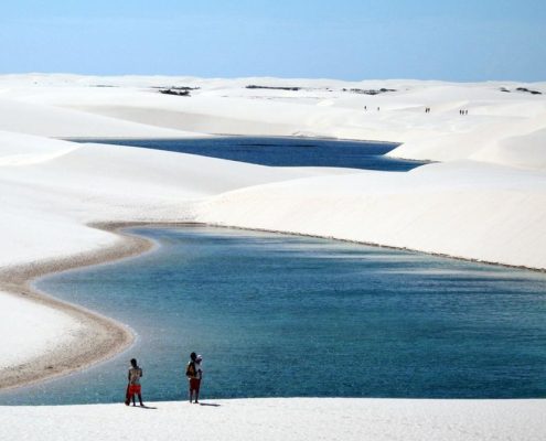 Inter-dunal lakes in the Lençóis Maranhenses National Park UNESCO world heritage site in Brazil