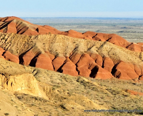 Desert landscape in Kazakhstan’s Altyn Emel National Park, a component of the Cold Winter Deserts of Turan UNESCO world heritage site in Kazakhstan, Turkmenistan and Uzbekistan