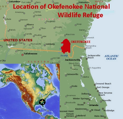 Okefenokee-National-Wildlife-Refuge-Location-Map Okefenokee National Wildlife Refuge Location Map